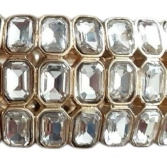 ANN TAYLOR RECTANGLE CRYSTAL STRETCH BRACELET - Picture 4 of 10